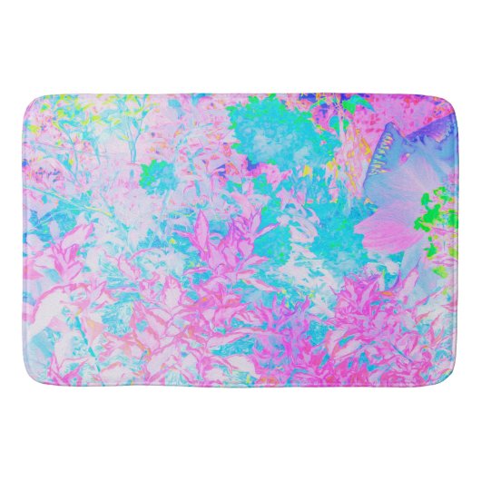アクアブルーとホットピンクアジサイの風景 バスマット (正面)