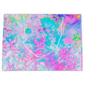 アクアブルーとホットピンクアジサイの風景 ラージペーパーバッグ (正面)