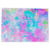 アクアブルーとホットピンクアジサイの風景 ラージペーパーバッグ (裏面)