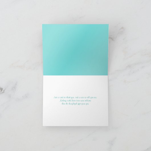 アクアブルーとホワイトのグリッター ハート ありがとうカード サンキューカード (内部)