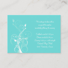 アクアブルーとホワイトのフローラエンクロージャカード エンクロージャーカード