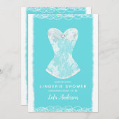 アクアブルーとホワイトのホリデー下着シャワーパーティー 招待状 (正面/裏面)