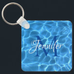 アクアブルーとホワイトスイミングプールフォトモノグラム キーホルダー<br><div class="desc">モノグラムは深いブルーで白いが、文字モノグラムの濃いブルーを選択するにはシステムを使独身の用できる。プール遊の底の光の写真。背面には、自分の子供の写真や水泳やダイビングチームの写真を追加でき保る。水泳またはダイビングスポーツギフト。</div>