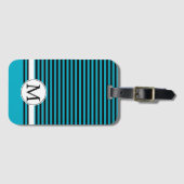アクアブルーとホワイトストライプレンズモノグラム ラゲッジタグ (正面横)