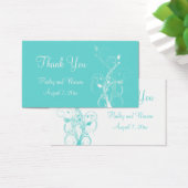 アクアブルーとホワイトフローラ結婚式の引き出物ラベル (デスク)