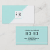 アクアブルーとホワイトモノグラムモダン幾何学模様 名刺 (正面/裏面)