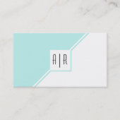アクアブルーとホワイトモノグラムモダン幾何学模様 名刺 (正面)