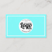 アクアブルーとホワイトロゴプロフェッショナル 名刺 (正面)