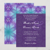 アクアブルーとロイヤルパープルのパープルウェディング V2 招待状 (正面/裏面)