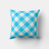 アクアブルーと白の対角のギンガムパターン クッション (裏面)