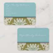 アクアブルーと金ゴールドダマスクフローラ- 名刺 (正面/裏面)