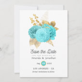 アクアブルーと金ゴールドフローラ結婚ズ セーブザデート (正面)