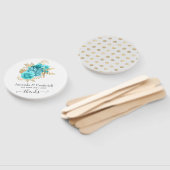 アクアブルーと金ゴールドフローラ結婚ズ ハンドファン (組立なし)