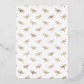 アクアブルーと金ゴールドフローラ結婚ズ 箔招待状 (裏面)