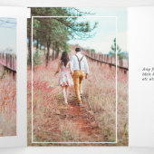 アクアブルーと金ゴールド結婚フローラの写真三重I 三つ折り招待状 (内部中)