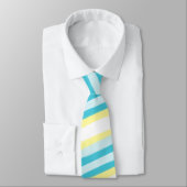 アクアブルーと黄色ストライプのの対角の男性 ネクタイ (タイ)