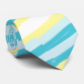 アクアブルーと黄色ストライプのの対角の男性 ネクタイ (ロール)