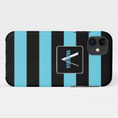 アクアブルーと黒のストライプ - オリジナルアイテムを作成 Case-Mate iPhoneケース (裏面(横))