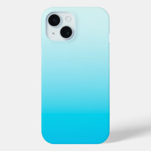 アクアブルーのオンブル背景 iPhone 15ケース