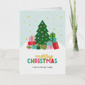 アクアブルーのクリスマスタリーとプレゼント 箔シーズンカード (正面)