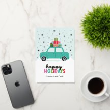 アクアブルーのクリスマスプレゼント付きホリデーカー
