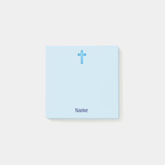 アクアブルーのクロスの信仰ポストイットメモ帳 ポストイット (正面)