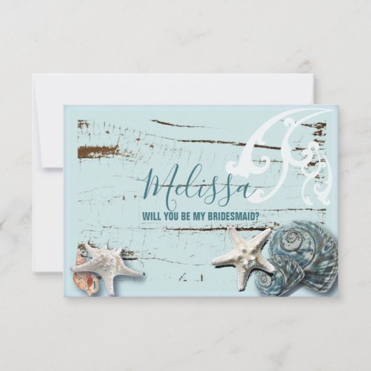 アクアブルーのシーセルは私の花嫁のメイドになるかな 招待状 (正面)