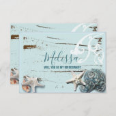 アクアブルーのシーセルは私の花嫁のメイドになるかな 招待状 (正面/裏面)