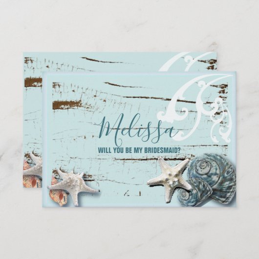 アクアブルーのシーセルは私の花嫁のメイドになるかな 招待状 (正面/裏面)