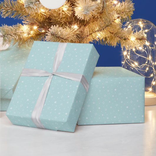 アクアブルーのスノーフレーク模様が可愛いラッピングペーパー ラッピングペーパー (クリスマス)