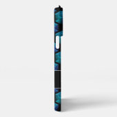 アクアブルーのスパークルダイヤモンド幾何学的モノグラム iPhoneケース (右側面)