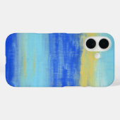 アクアブルーのターコイズネイビー抽象画 Case-Mate iPhoneケース (裏面 (横))