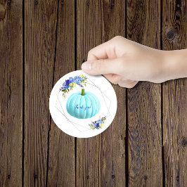 アクアブルーのパンプキンベイビーシャワーのお礼 ラウンドシール