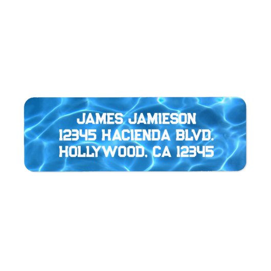 アクアブルーのプール写真スポーツ ラベル (正面)