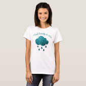 アクアブルーのラメがきらめく雨雲の引用 Tシャツ (正面フル)