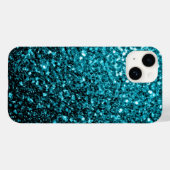 アクアブルーのラメスパークル Case-Mate iPhoneケース (裏面 (横))