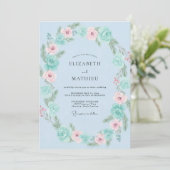 アクアブルーのリース ウェディング 招待状 (スタンド正面)