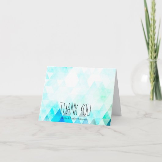 アクアブルーの三角の水彩画　ありがとう サンキューカード (正面)