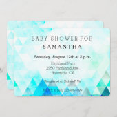アクアブルーの三角水彩ベビーシャワー 招待状 (正面/裏面)