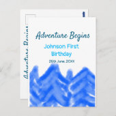 アクアブルーの冒険が始まる!1歳の誕生日山 ポストカード (正面/裏面)