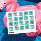 アクアブルーの写真ステッカー 夏のパターン スクエアシール