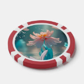 アクアブルーの水に浮かぶ夢のようなピンクの蓮と蝶 ポーカーチップ (シングル)