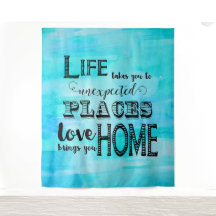 アクアブルーの水彩抽象タイポグラフィー名言