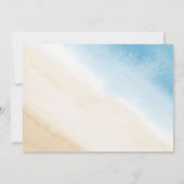 アクアブルーの水彩画のような海でのウェディング セーブザデート (裏面)