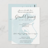 アクアブルーの水彩筆致オープニングセレモニー ポストカード (正面/裏面)