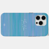 アクアブルーの水彩調のデザインの携帯電話ケース Case-Mate iPhoneケース (裏面 (横))