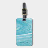 アクアブルーの水色の旋回パターン ラゲッジタグ (正面縦)