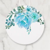 アクアブルーの水色の花結婚の感謝 フェイバータグ (裏面)