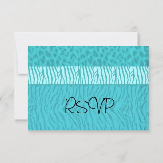 アクアブルーの結婚式RSVP 出欠カード (正面)