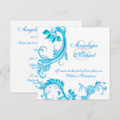 アクアブルーの結婚記念日エンゲージメント 招待状 (正面/裏面)